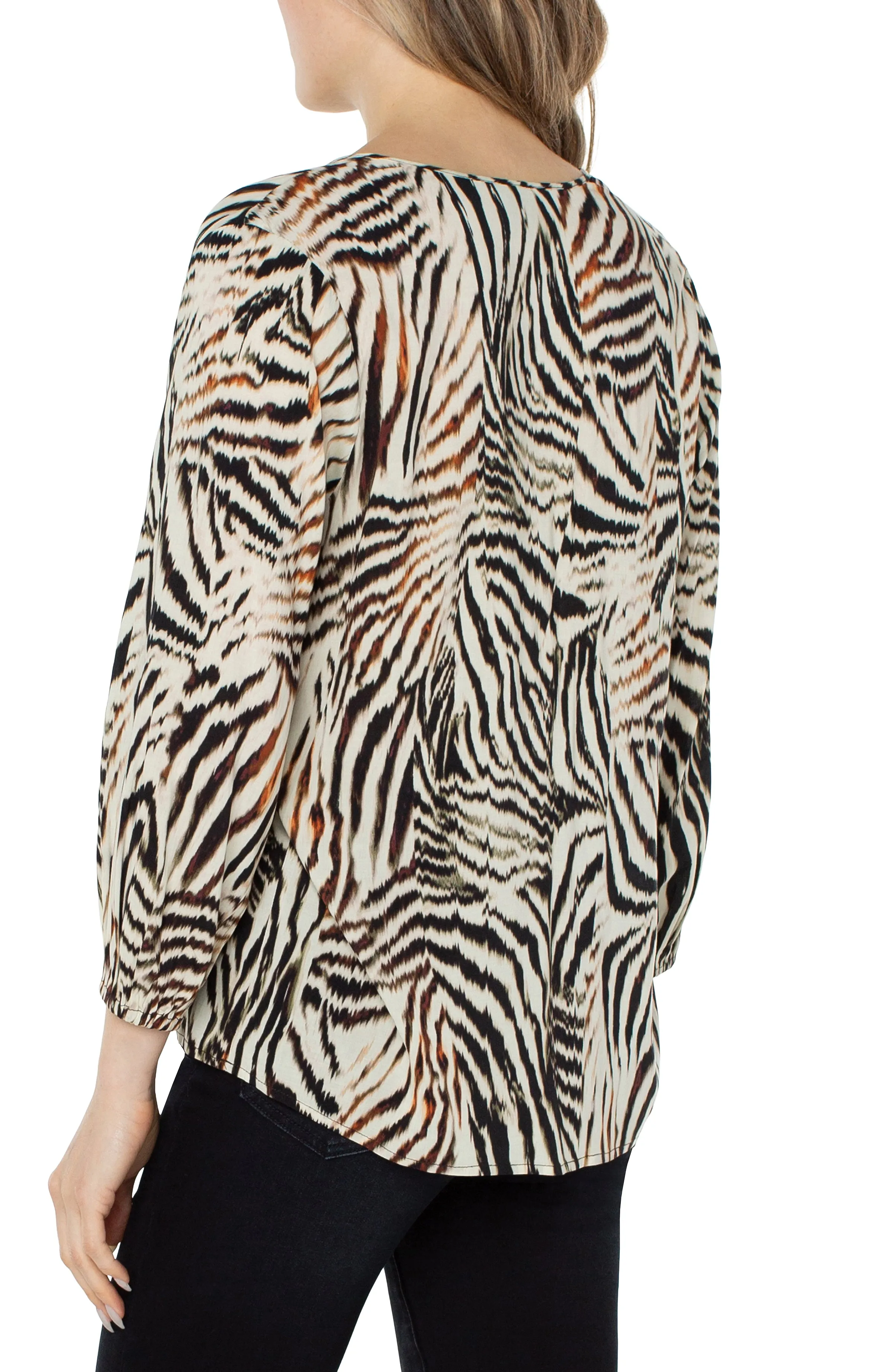 3/4 Sleeve Peasant Top | Zebra Print