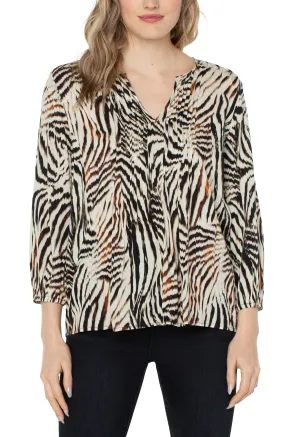 3/4 Sleeve Peasant Top | Zebra Print