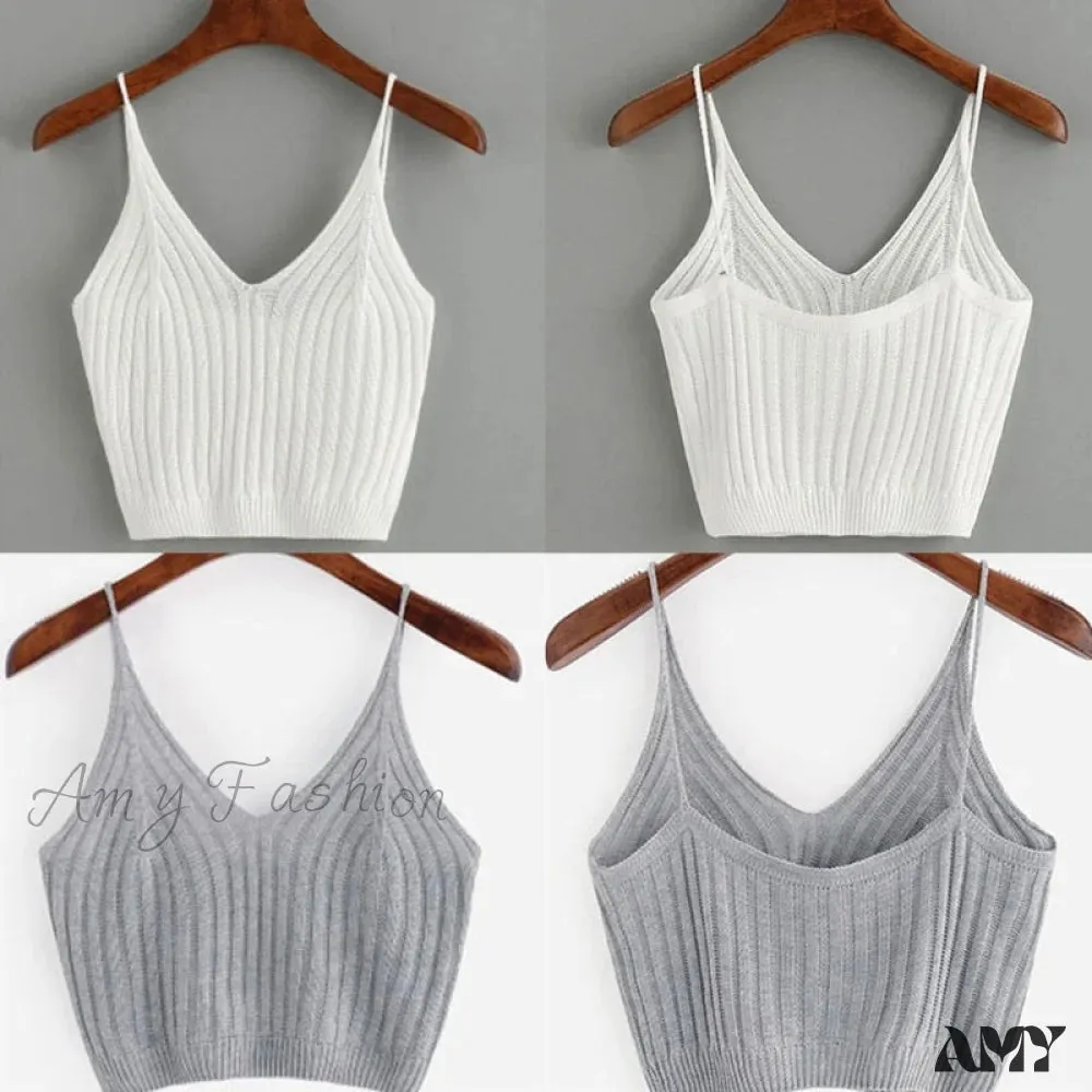 Amy Fashion - Sexy Strappy Sleeveless Racerback Crop Top