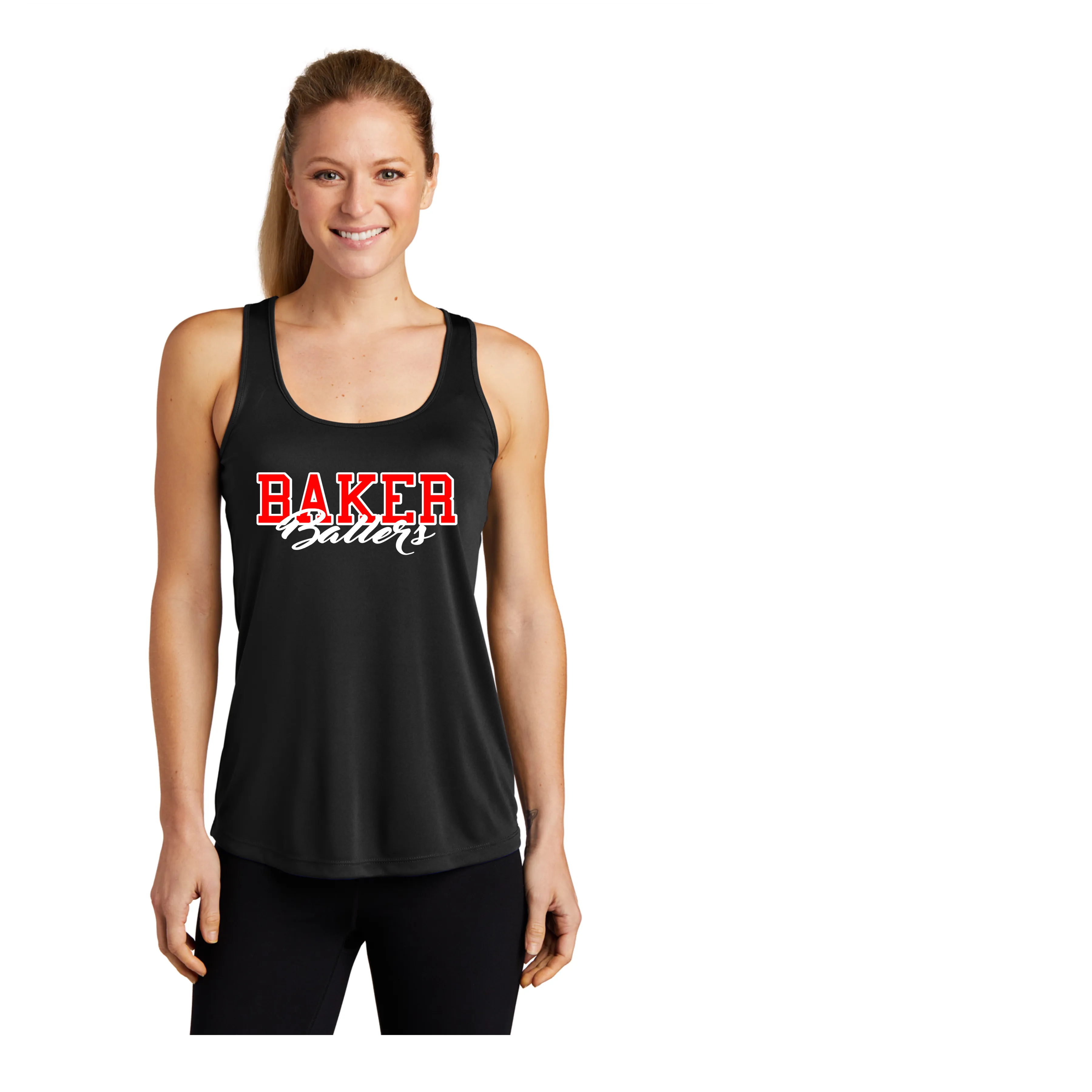 BAKER BALLERS LADIES DRIFIT RACERBACK TANK BLACK