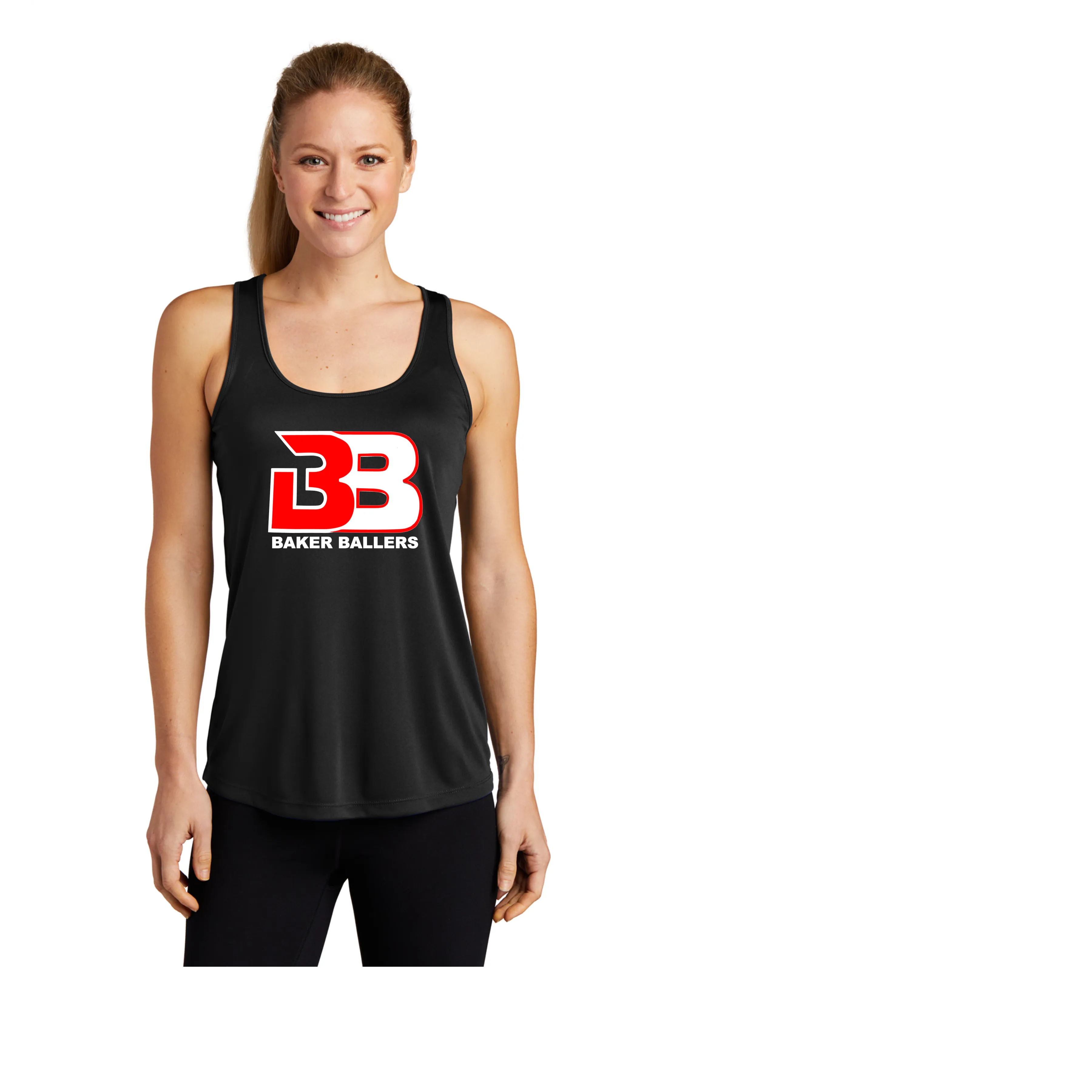 BAKER BALLERS LADIES DRIFIT RACERBACK TANK BLACK