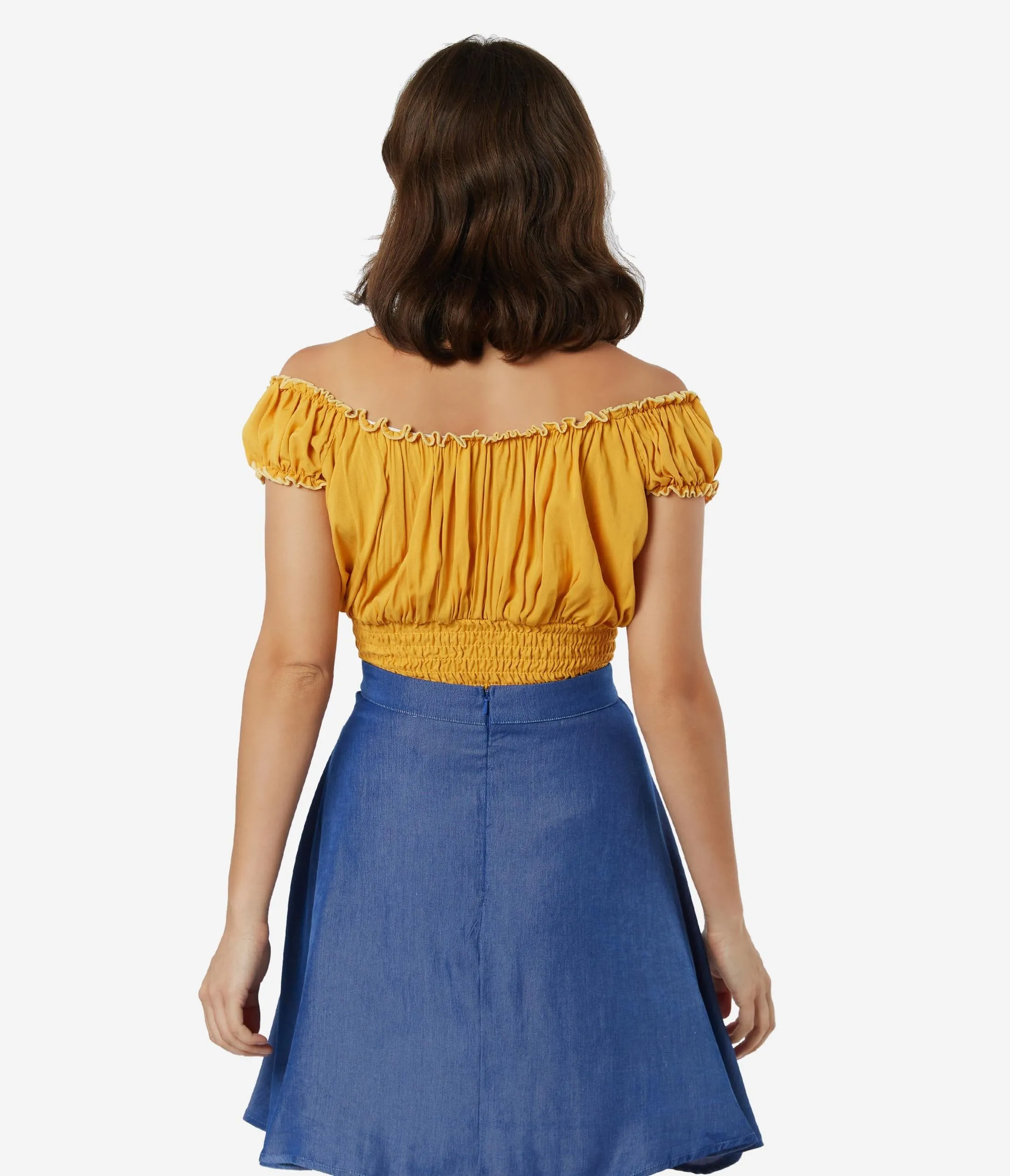 Bettie Page 1950s Mustard La Fiesta Crop Top