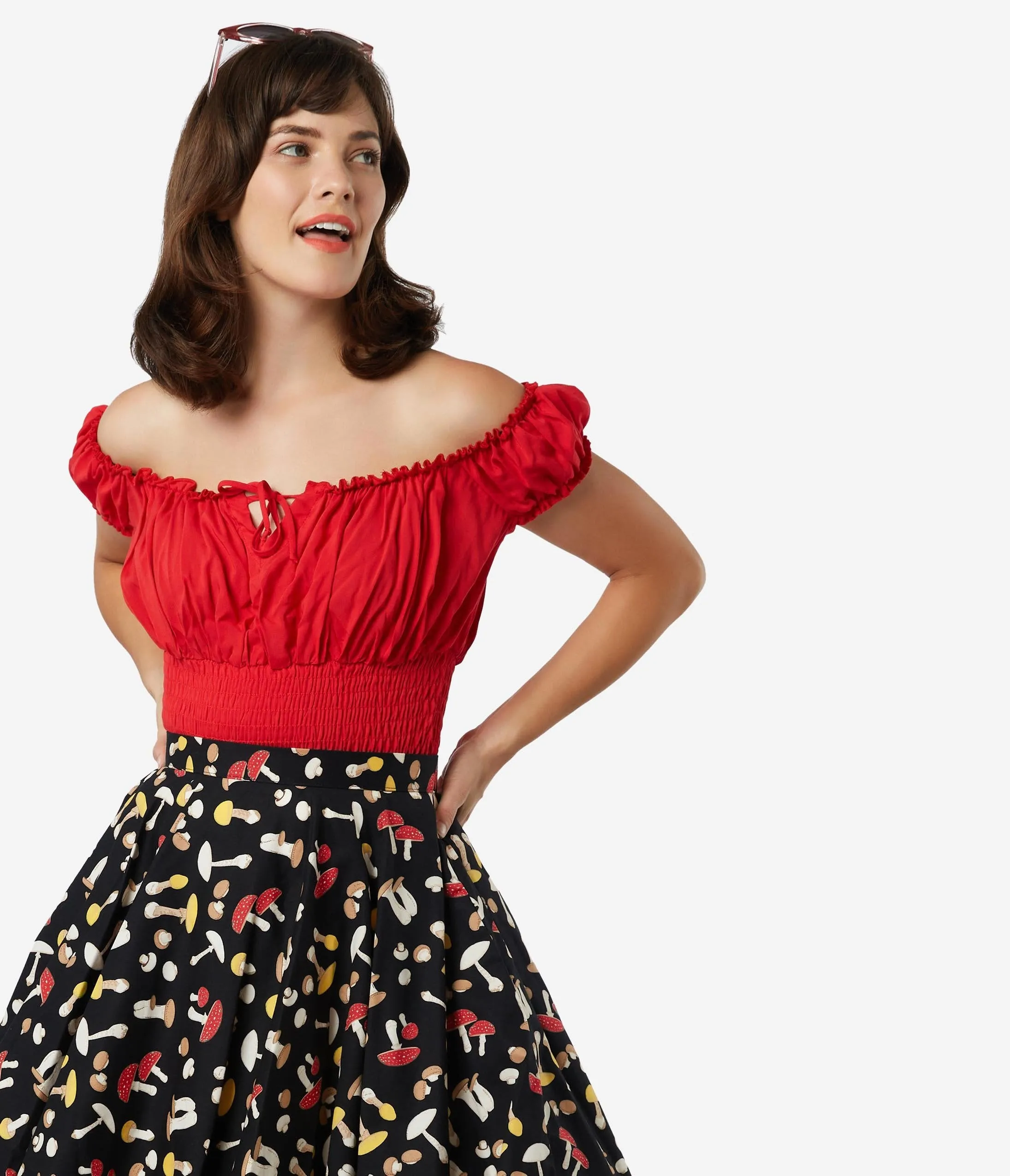 Bettie Page 1950s Red La Fiesta Crop Top