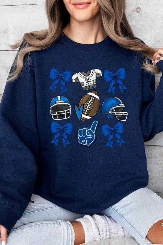 Blue Coquette Football Graphic Fleece Sweatshirts