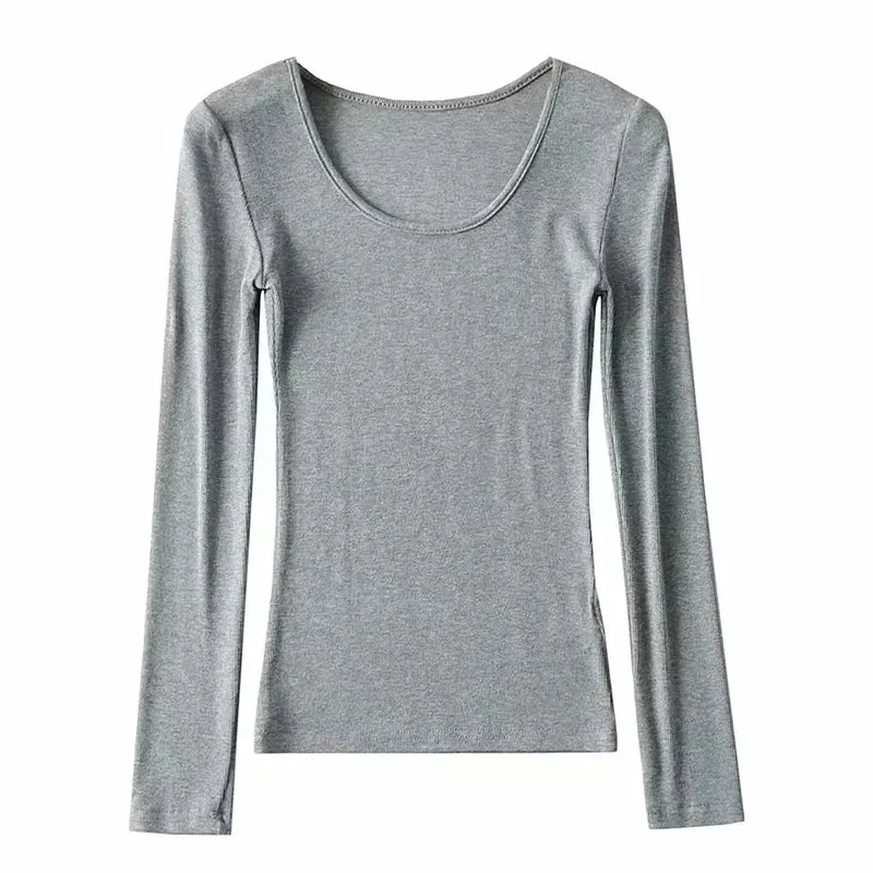 Casual Cotton Solid O-neck Long Sleeve Tee