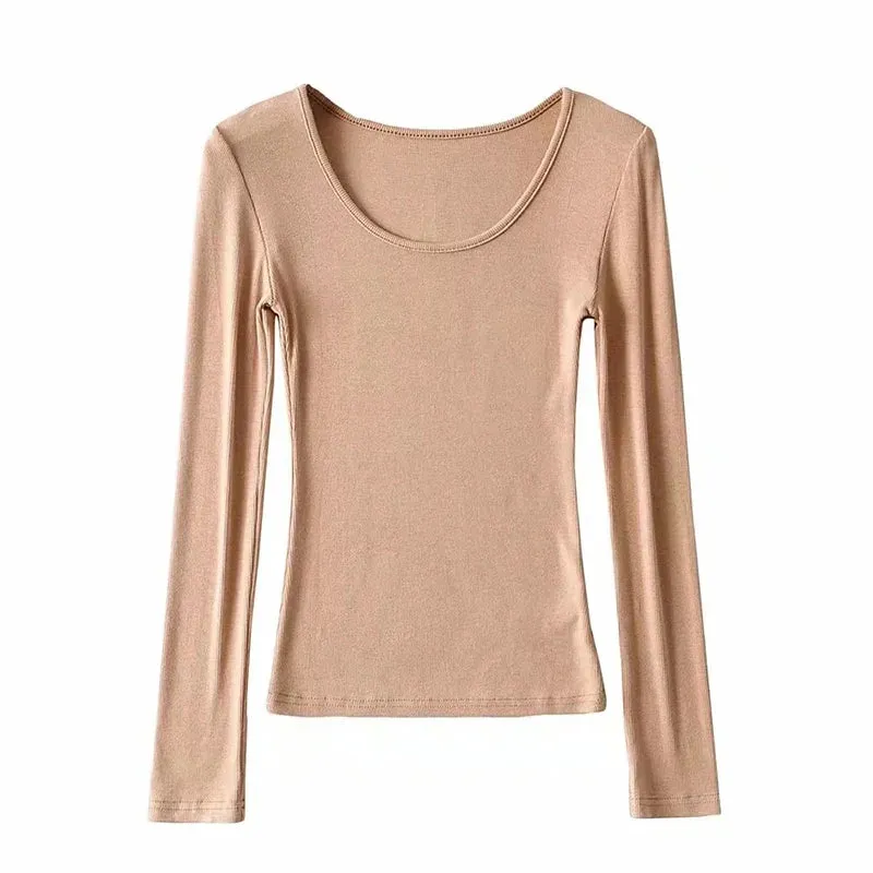 Casual Cotton Solid O-neck Long Sleeve Tee