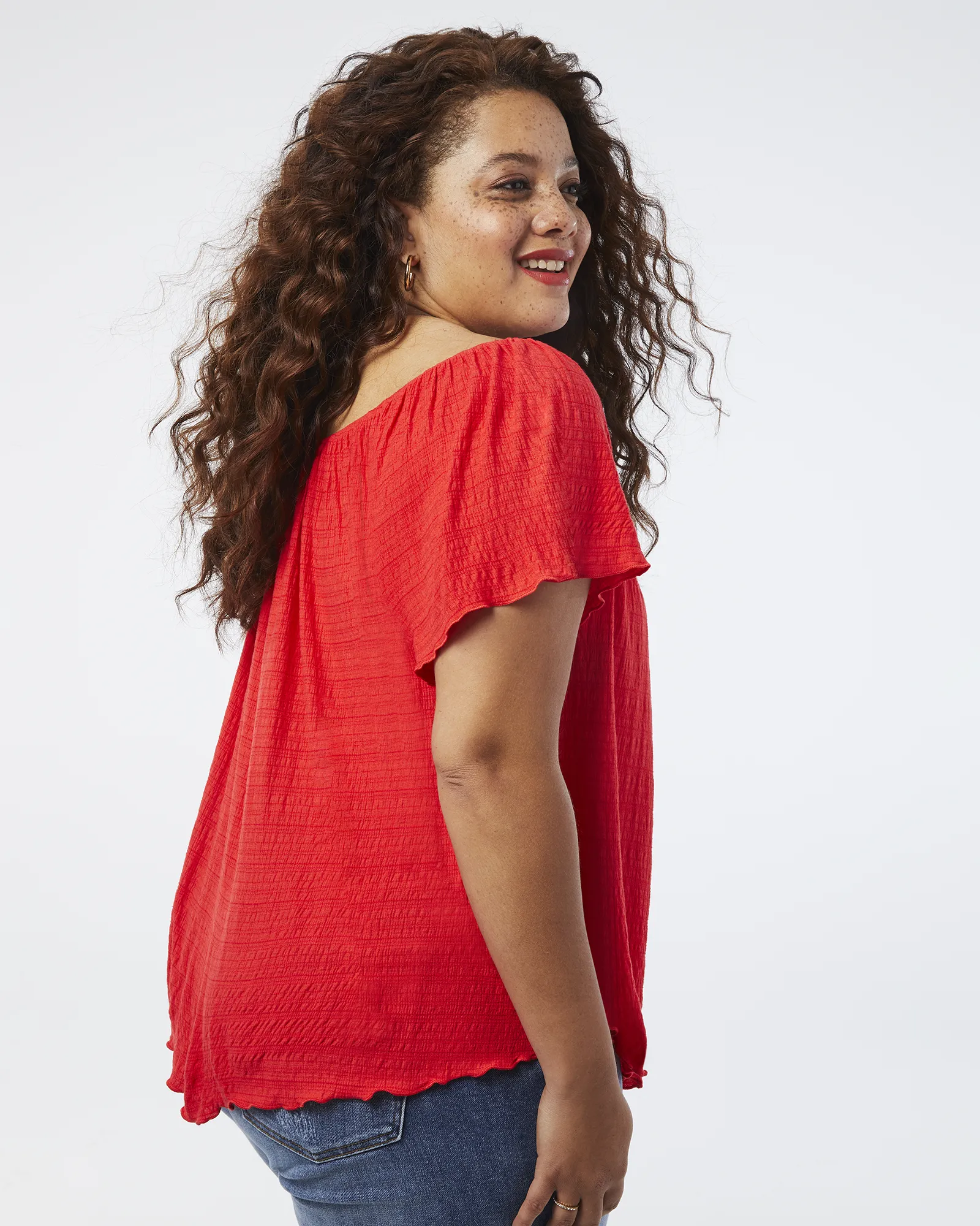 Chrissy Peasant Top | Red