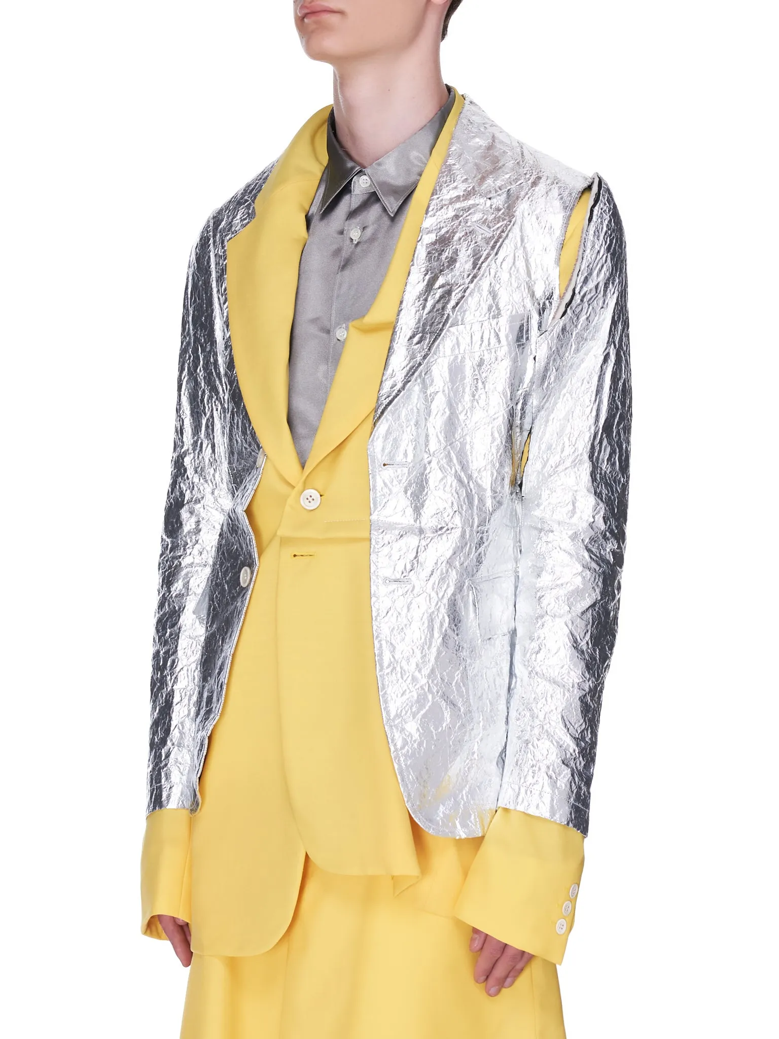 Chrome/Yellow Double Layer Blazer (PG-J009-051-YELLOW-SILVER)