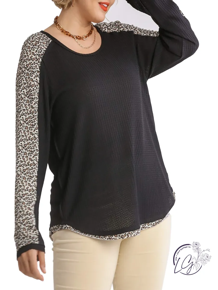 Curvy Leopard Is Calling Waffle Knit Long Sleeve