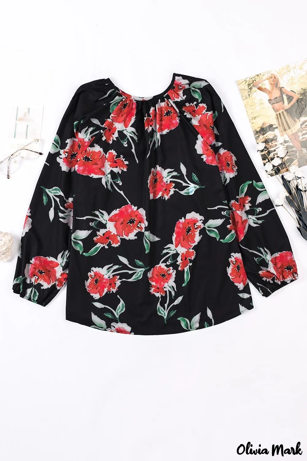 Deanwangkt - Multicolor Peasant Blouse With Floral Print