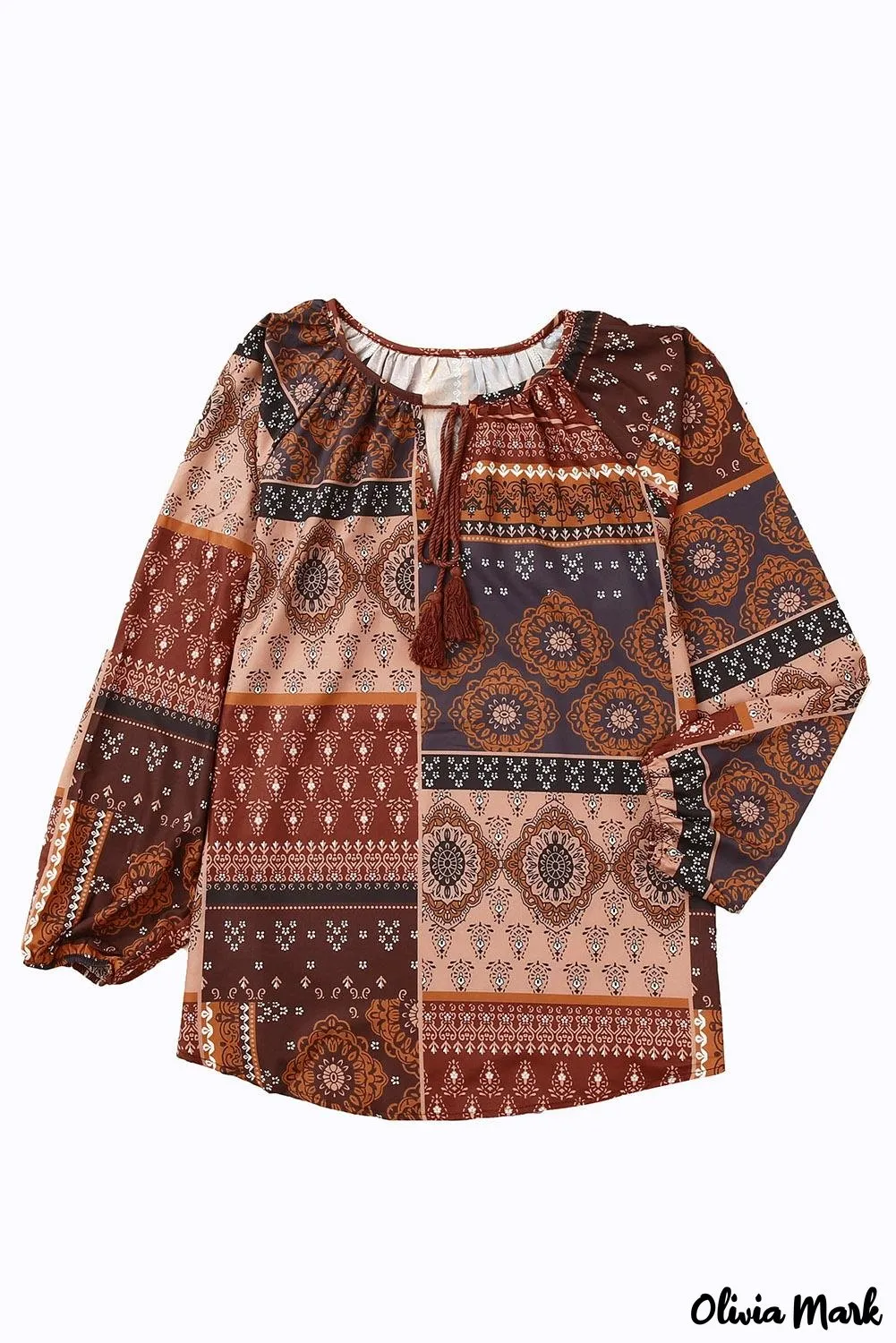 Deanwangkt - Multicolor Peasant Blouse With Floral Print