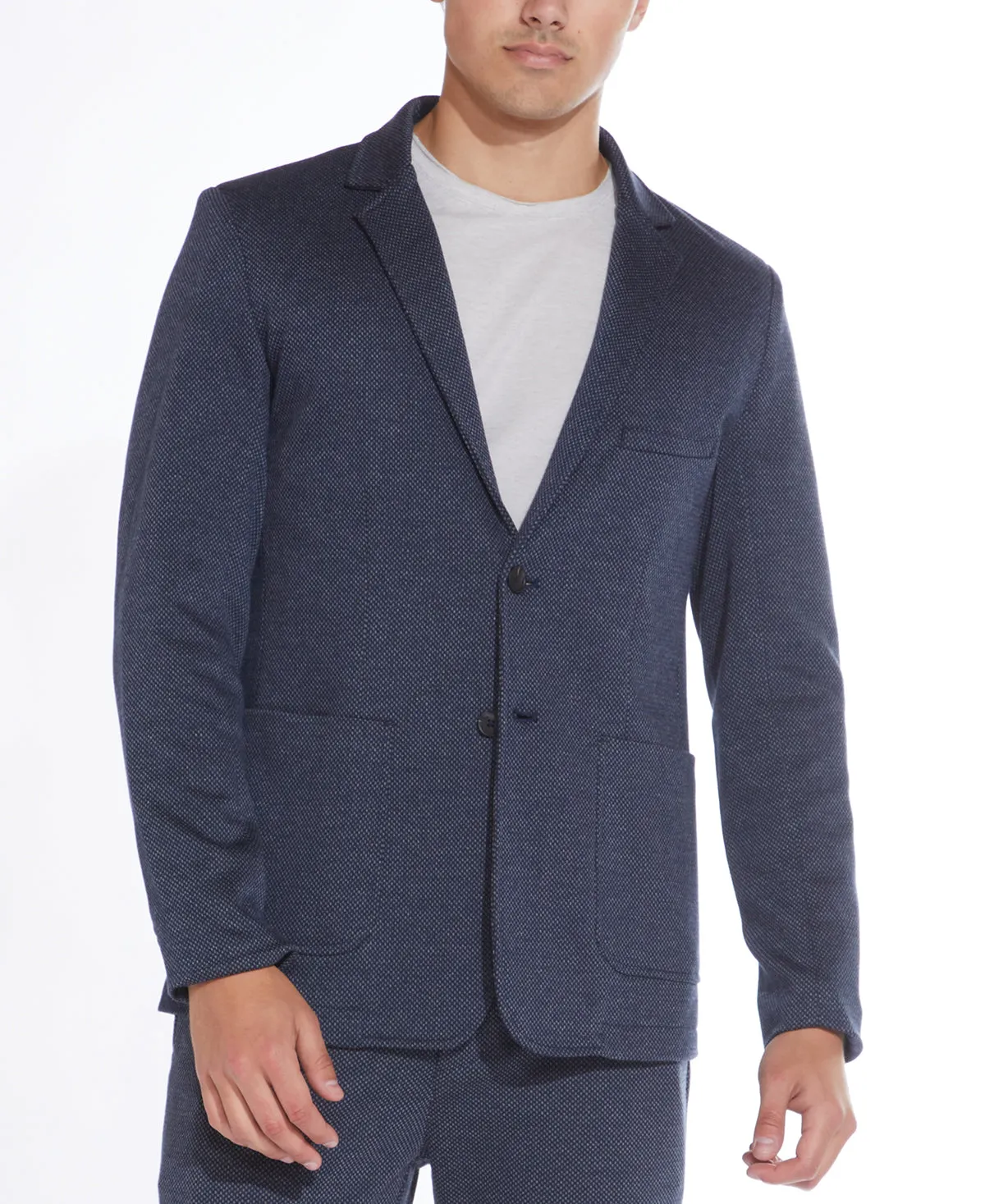 Delancey Pin Dot Two Button Knit Blazer (Navy)