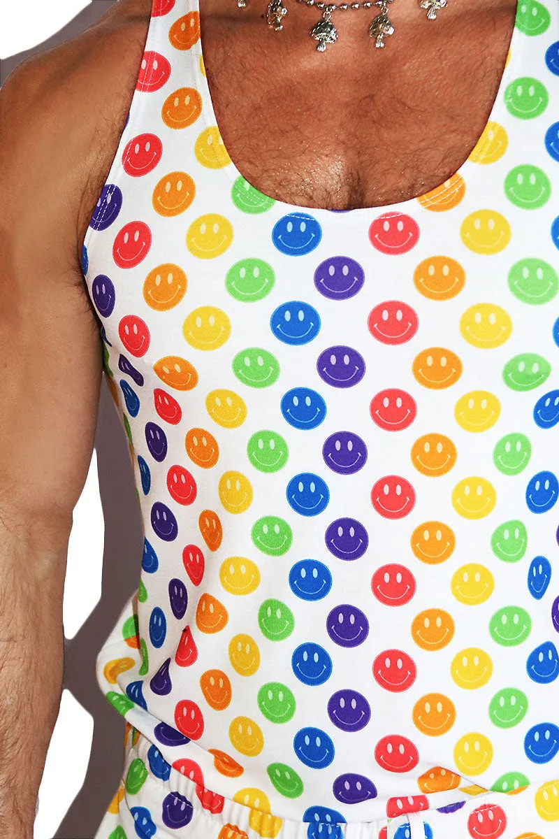 Emotional Rainbow All Over Print Racerback Tank- White