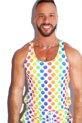 Emotional Rainbow All Over Print Racerback Tank- White