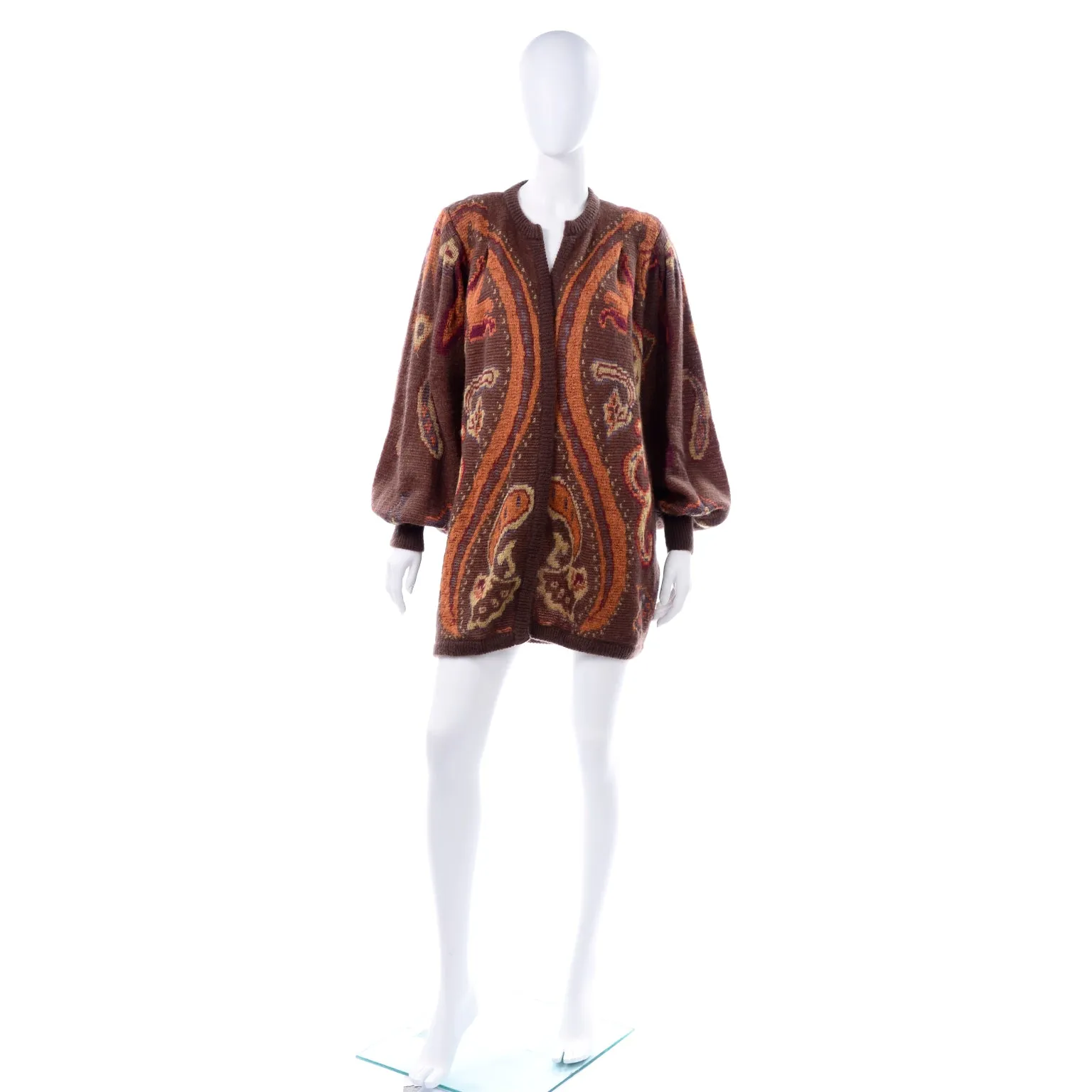 Escada Paisley Mohair Open Front Cardigan Vintage Sweater