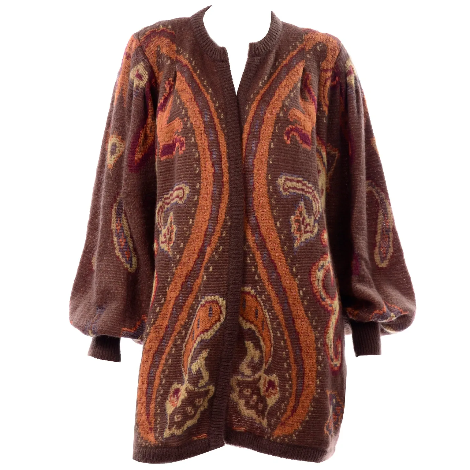 Escada Paisley Mohair Open Front Cardigan Vintage Sweater