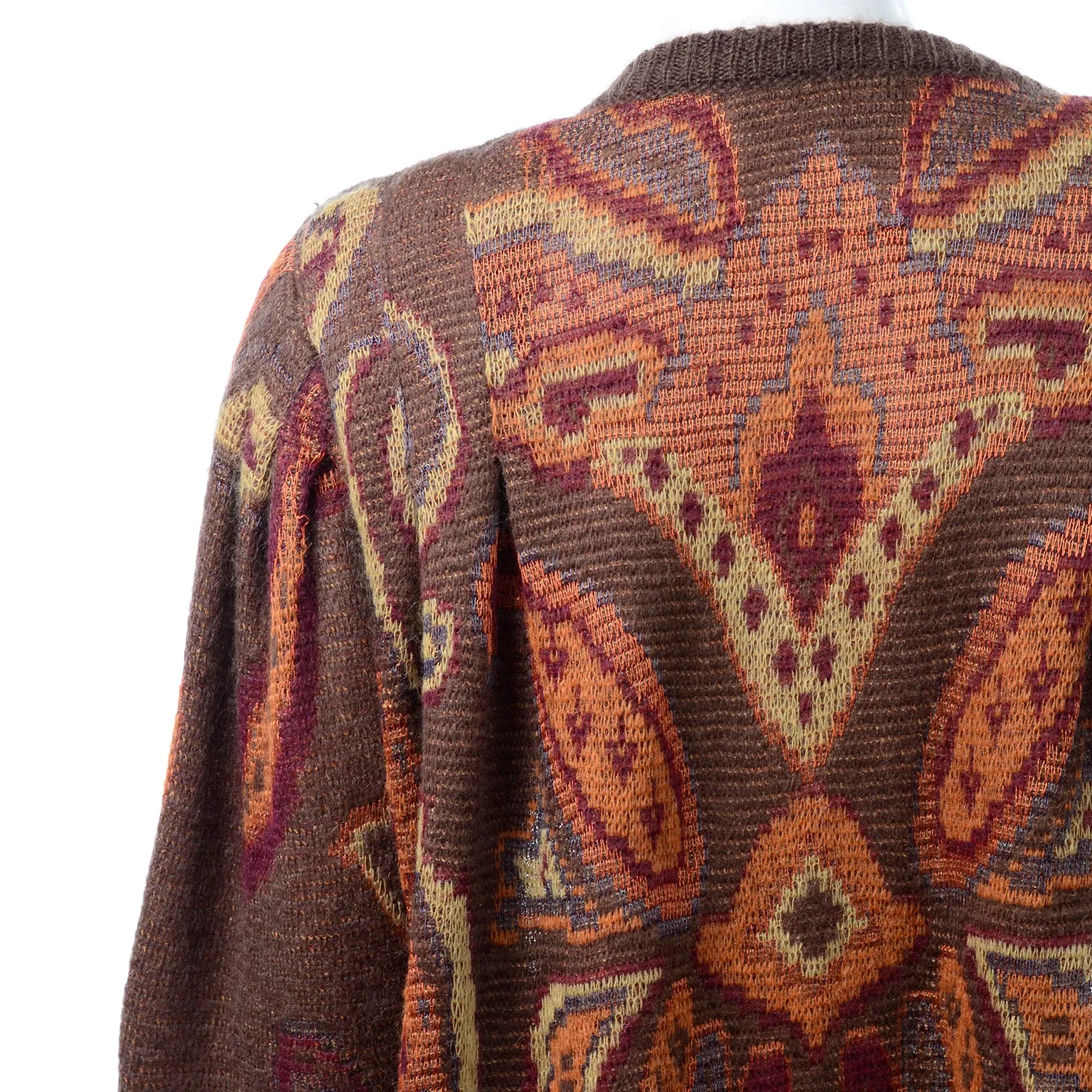 Escada Paisley Mohair Open Front Cardigan Vintage Sweater