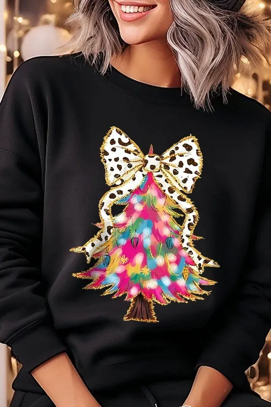 Faux Glitter Colorful Christmas Tree Sweatshirts