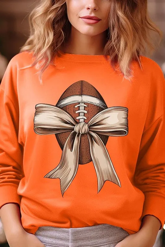 Football Bow Graphic Fleece Sweatshirts