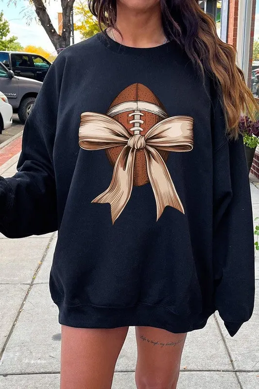 Football Bow Graphic Fleece Sweatshirts