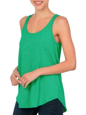 Haley Striped Tank - Kelly Green/Ivory