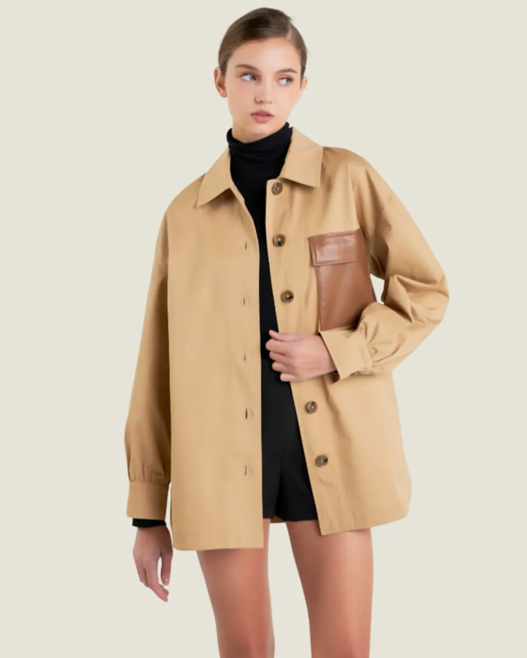 Hang Tight Honey: Cotton Twill Shirt Jacket