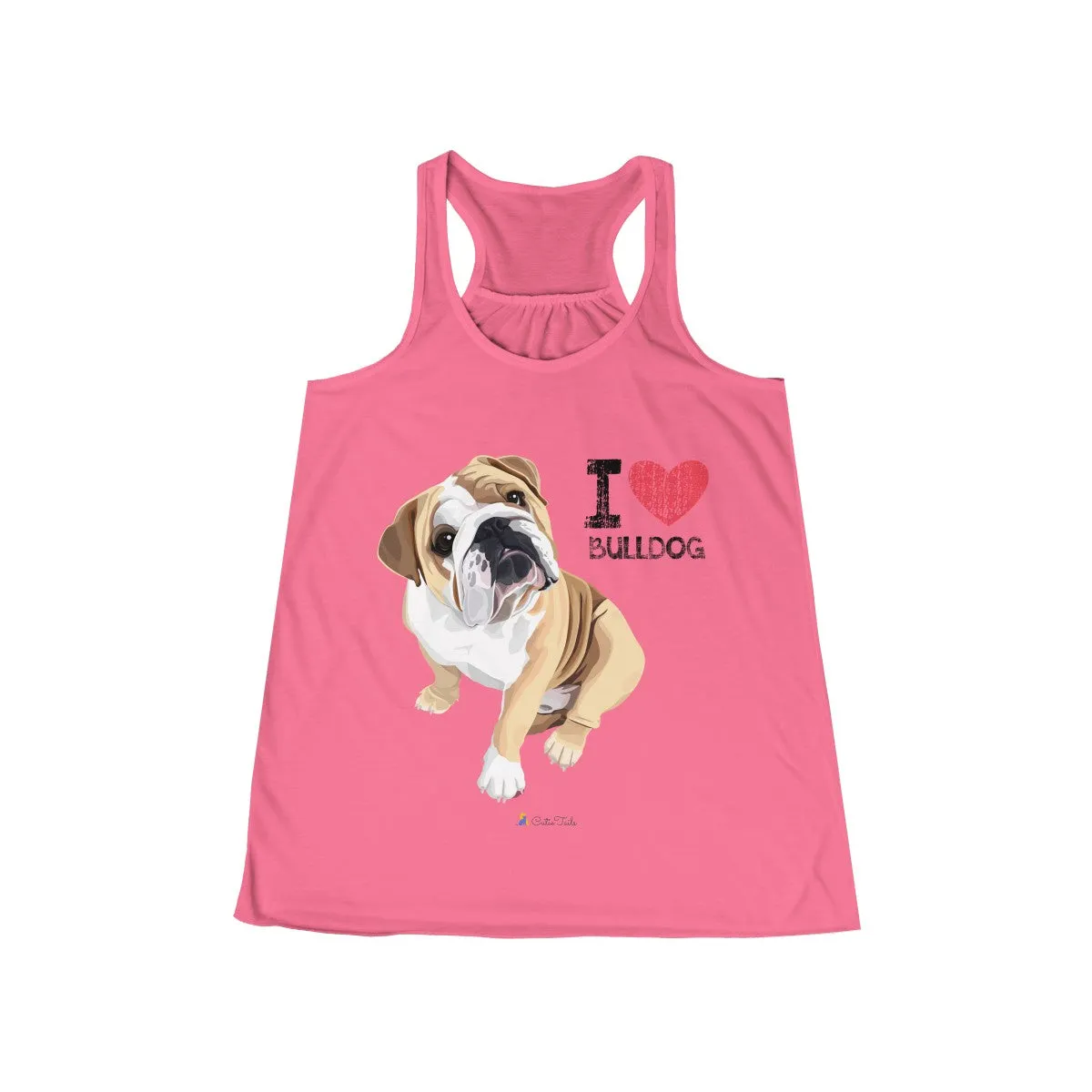 I Heart Bulldog Flowy Tank