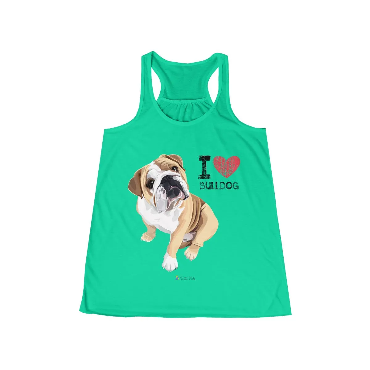 I Heart Bulldog Flowy Tank