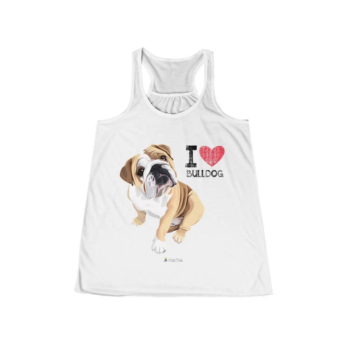 I Heart Bulldog Flowy Tank