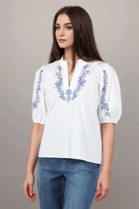 Johnny Was Jade Alegra Poplin Peasant Blouse L14724