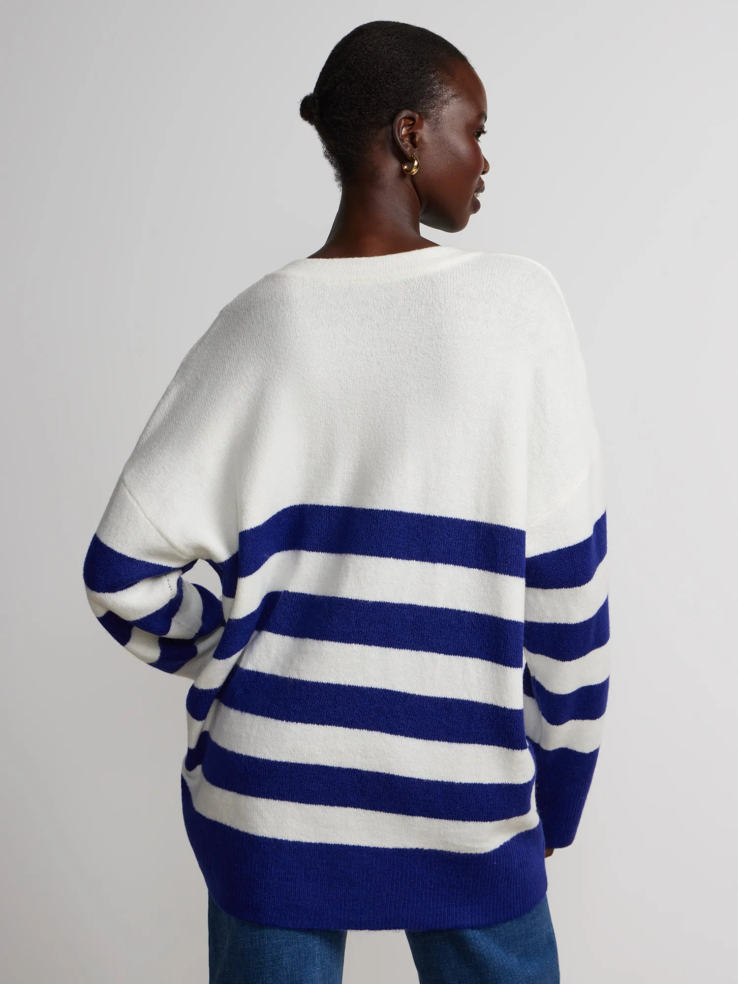 Long Sleeve V-Neck Striped Sweater