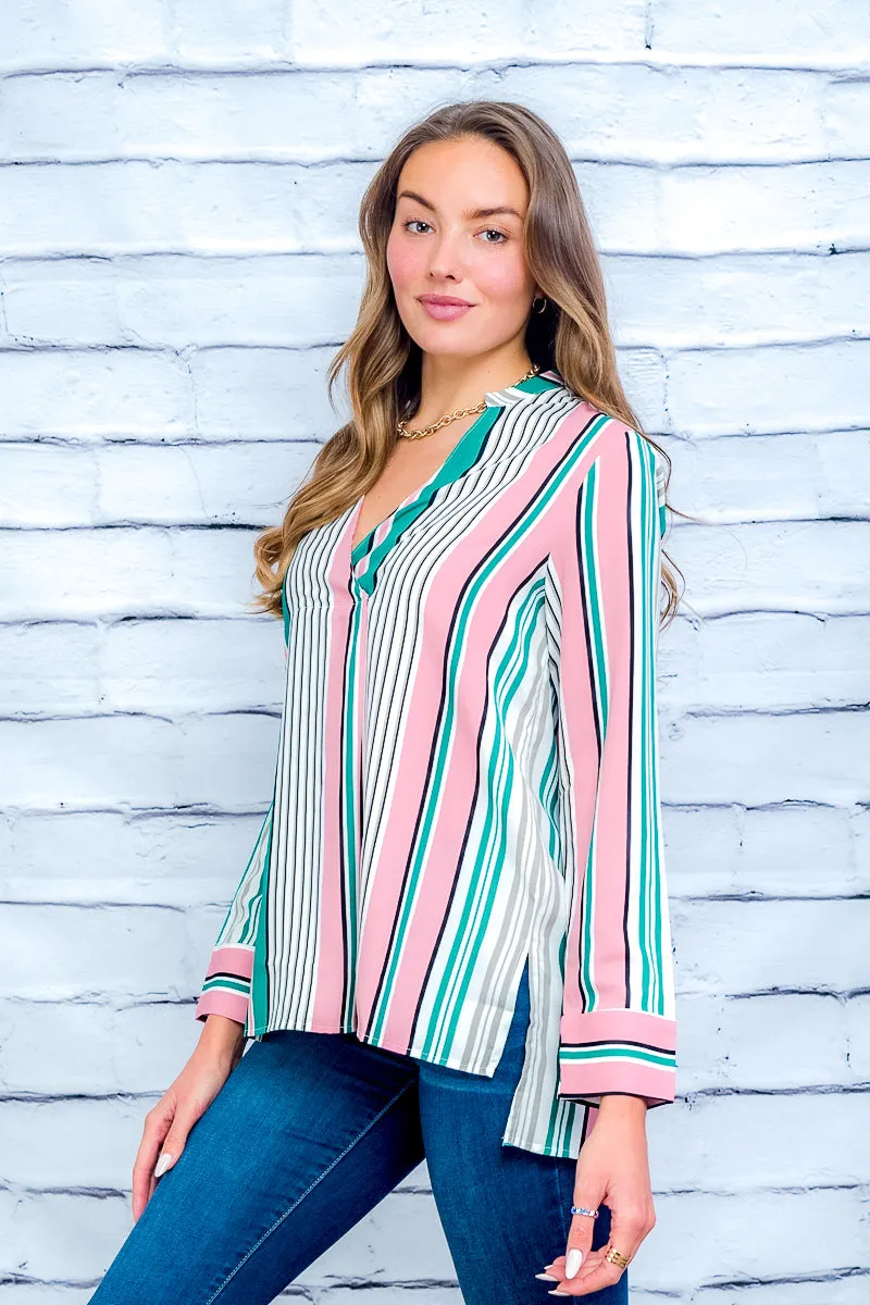 Long Sleeve V-Neck Tunic Top (ET63820)