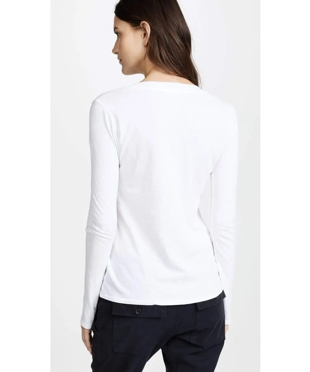 Long Sleeve V-Neck, White