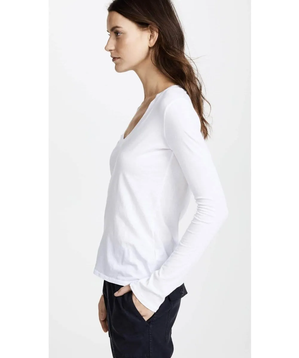 Long Sleeve V-Neck, White