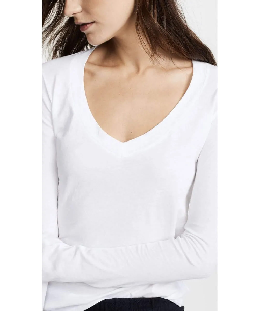 Long Sleeve V-Neck, White