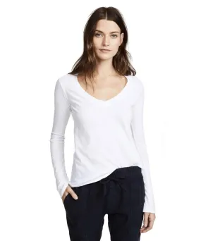 Long Sleeve V-Neck, White