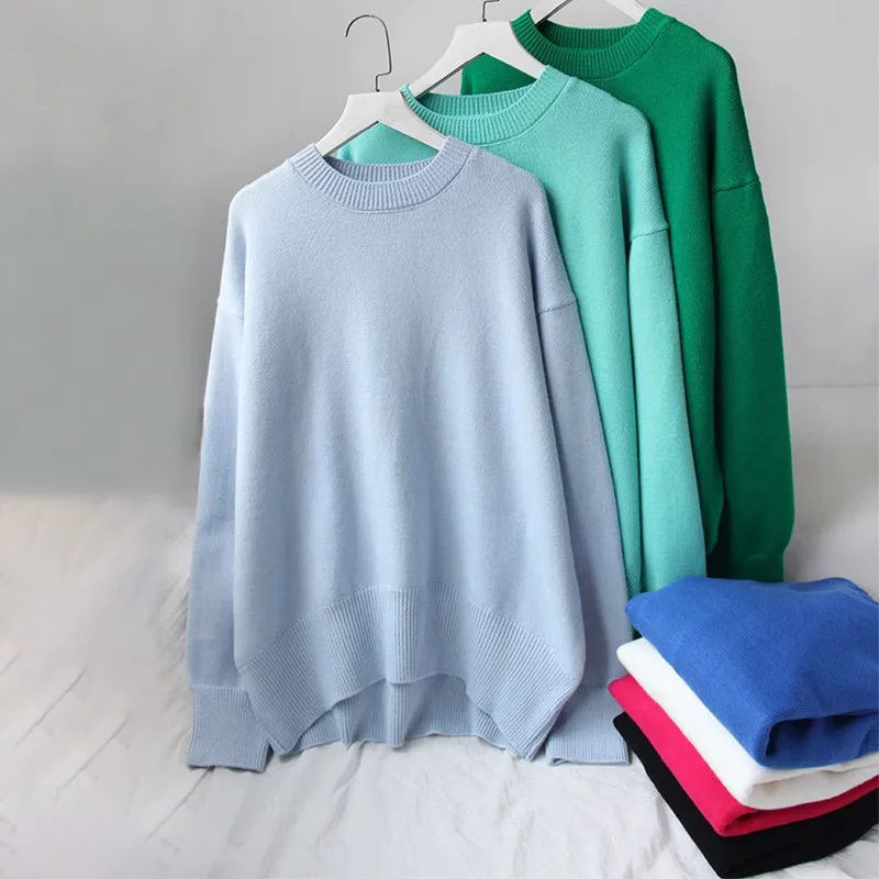 Loose-Fitting O-Neck Oversized Pullover Sweaters