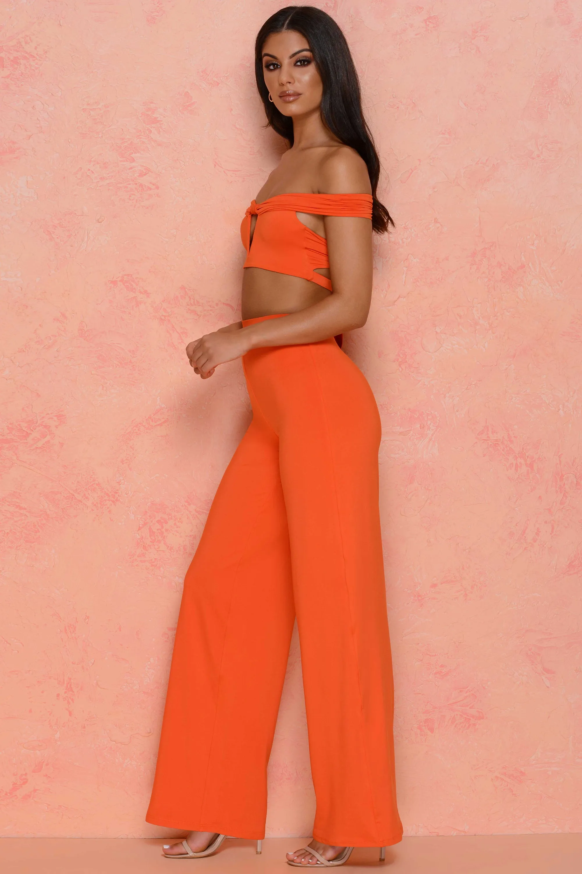 Low Key High Waisted Trousers in Orange