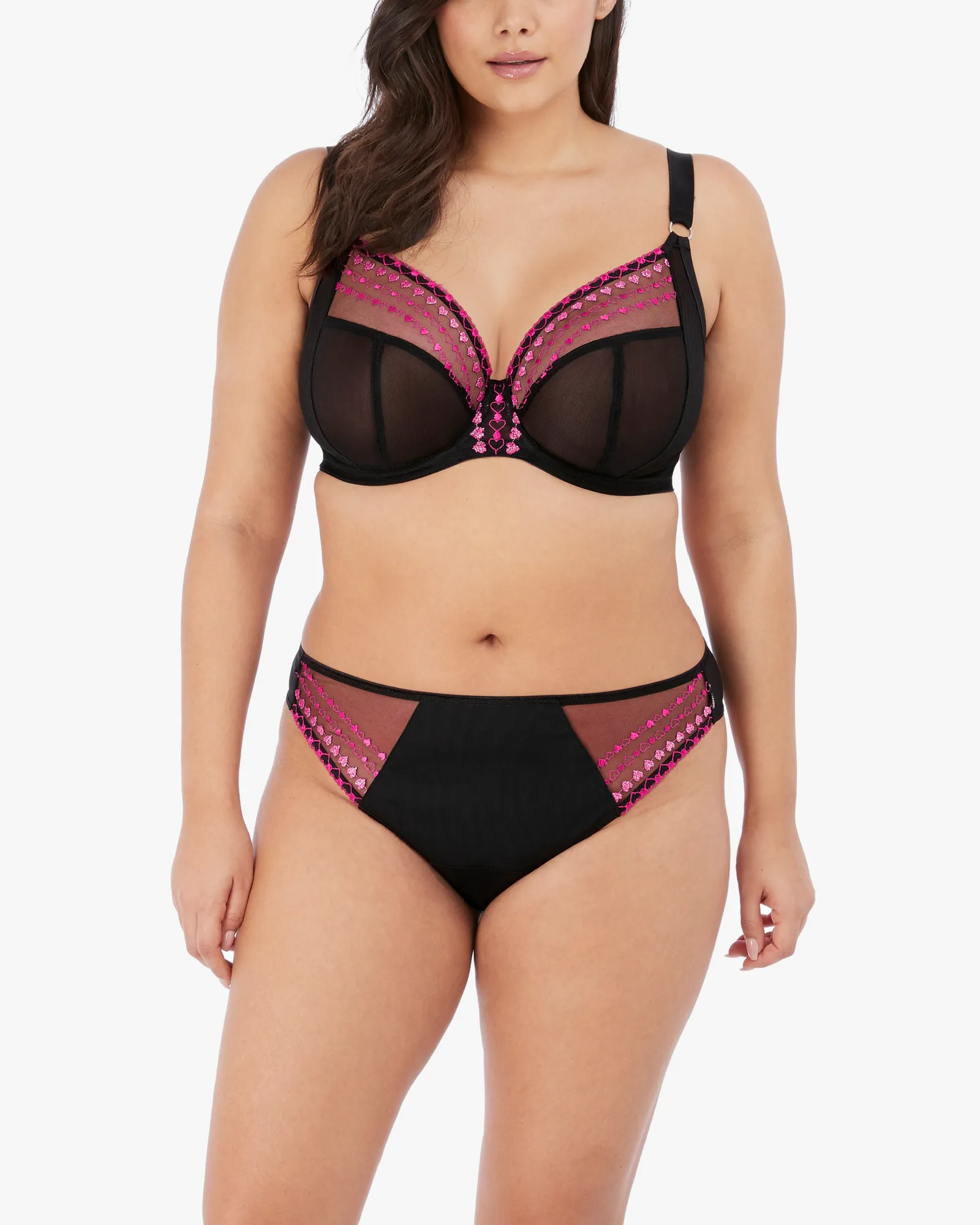 Matilda Underwire Plunge | Black / Pink