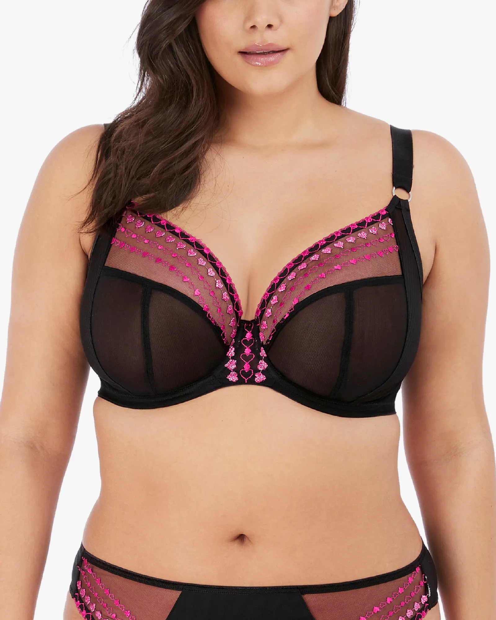 Matilda Underwire Plunge | Black / Pink