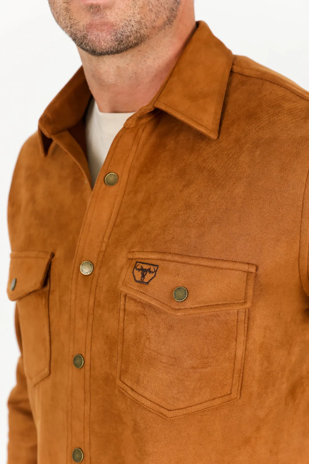 Men's Faux Suede Overshirt - Camel