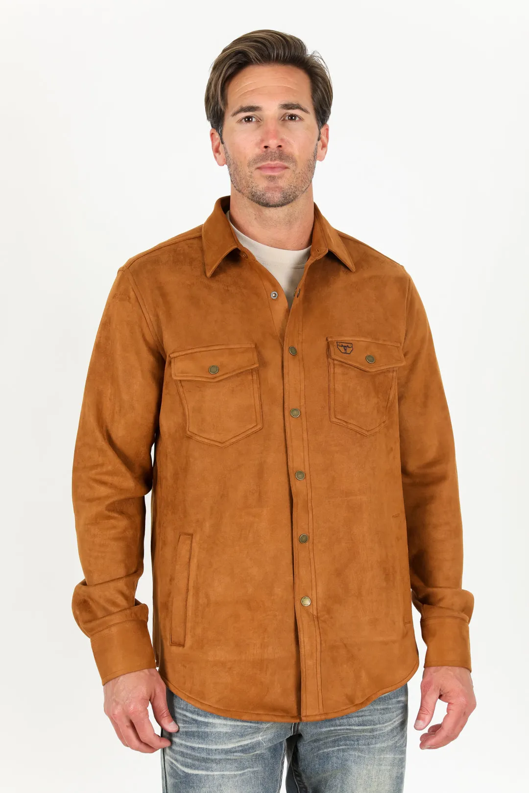 Men's Faux Suede Overshirt - Camel