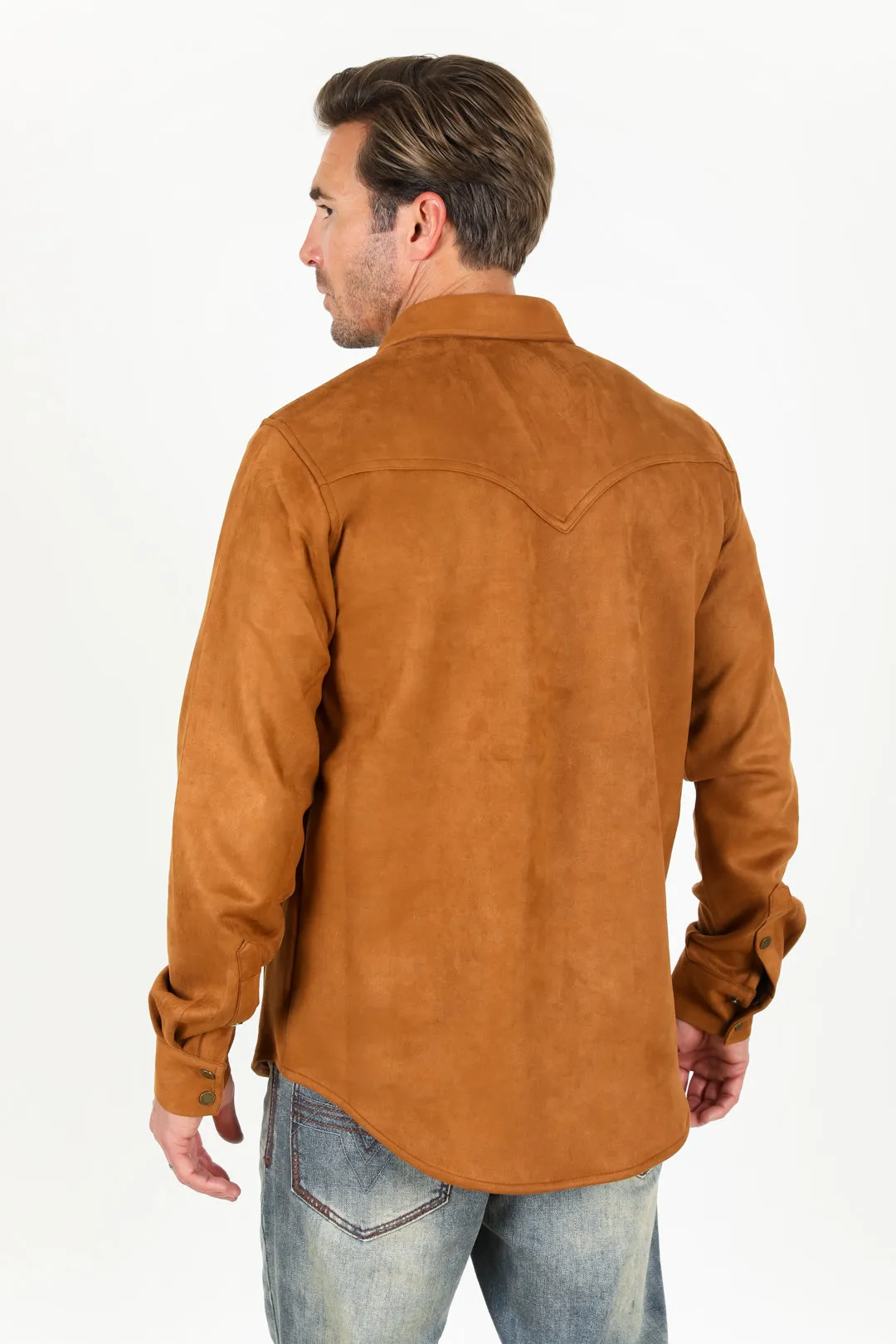 Men's Faux Suede Overshirt - Camel