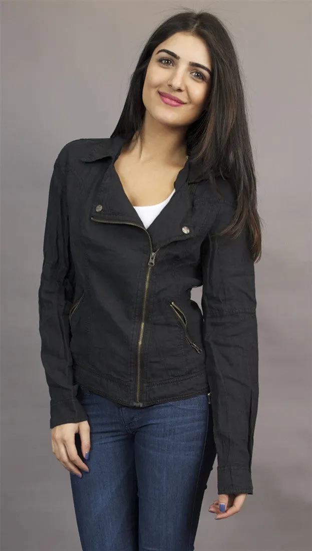 Miilla Off Center Linen Jacket in Black