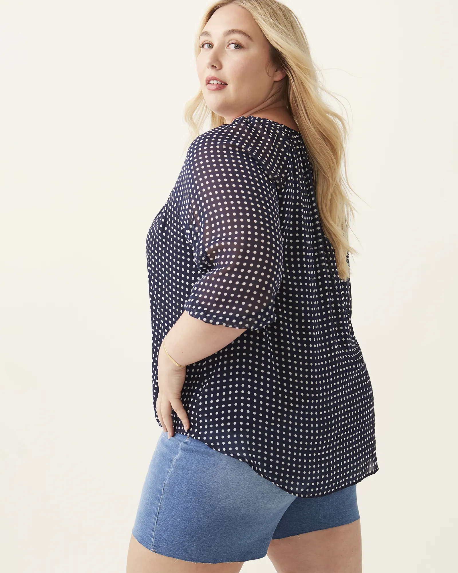 Pernilla Tie Front Top | Navy / White