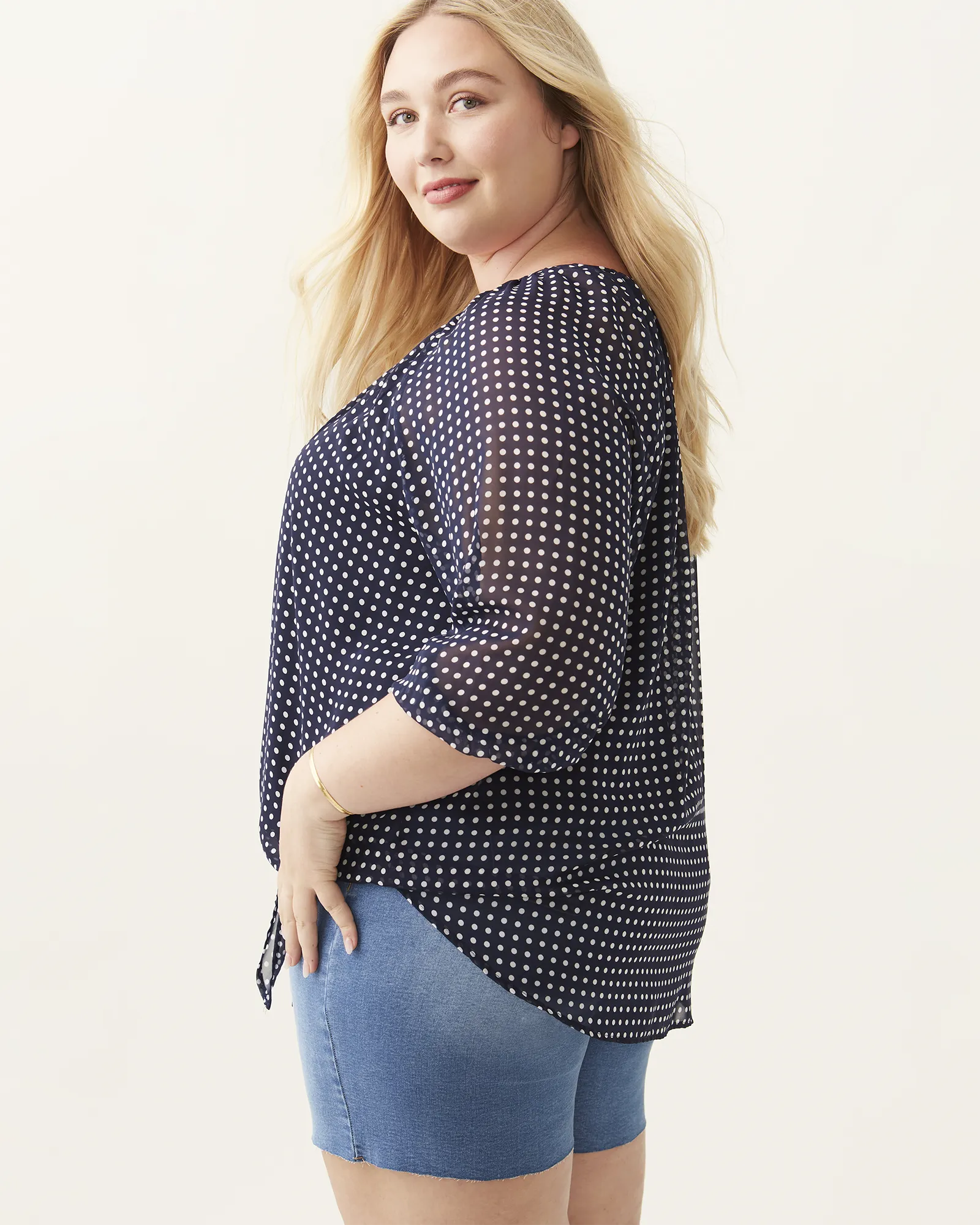 Pernilla Tie Front Top | Navy / White