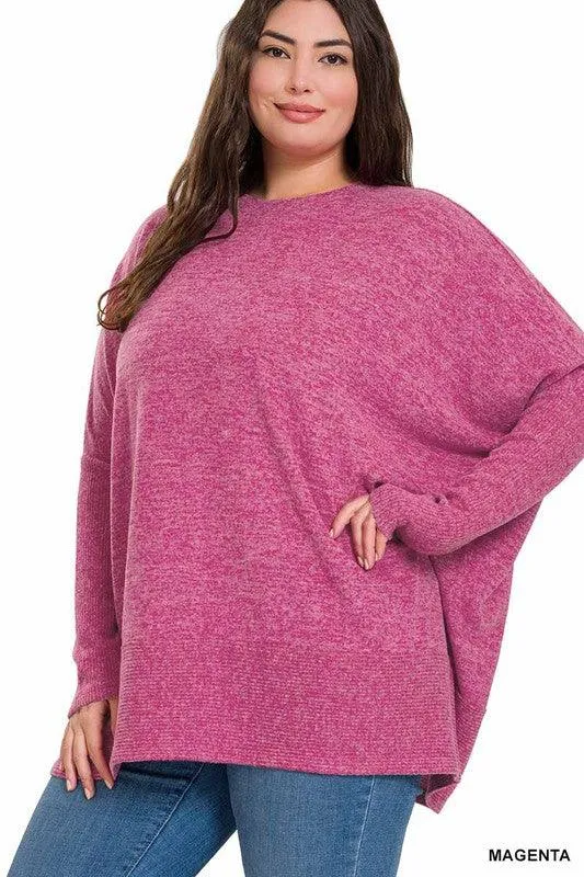 Plus Brushed Melange Hacci Oversized Sweater