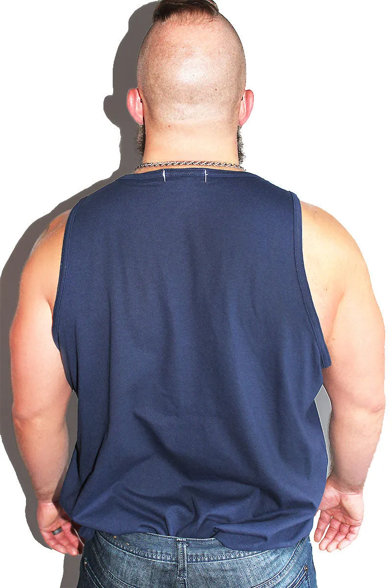 PLUS: Thick Uncut Meaty Racerback Tank- Navy