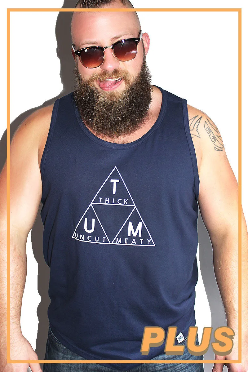 PLUS: Thick Uncut Meaty Racerback Tank- Navy