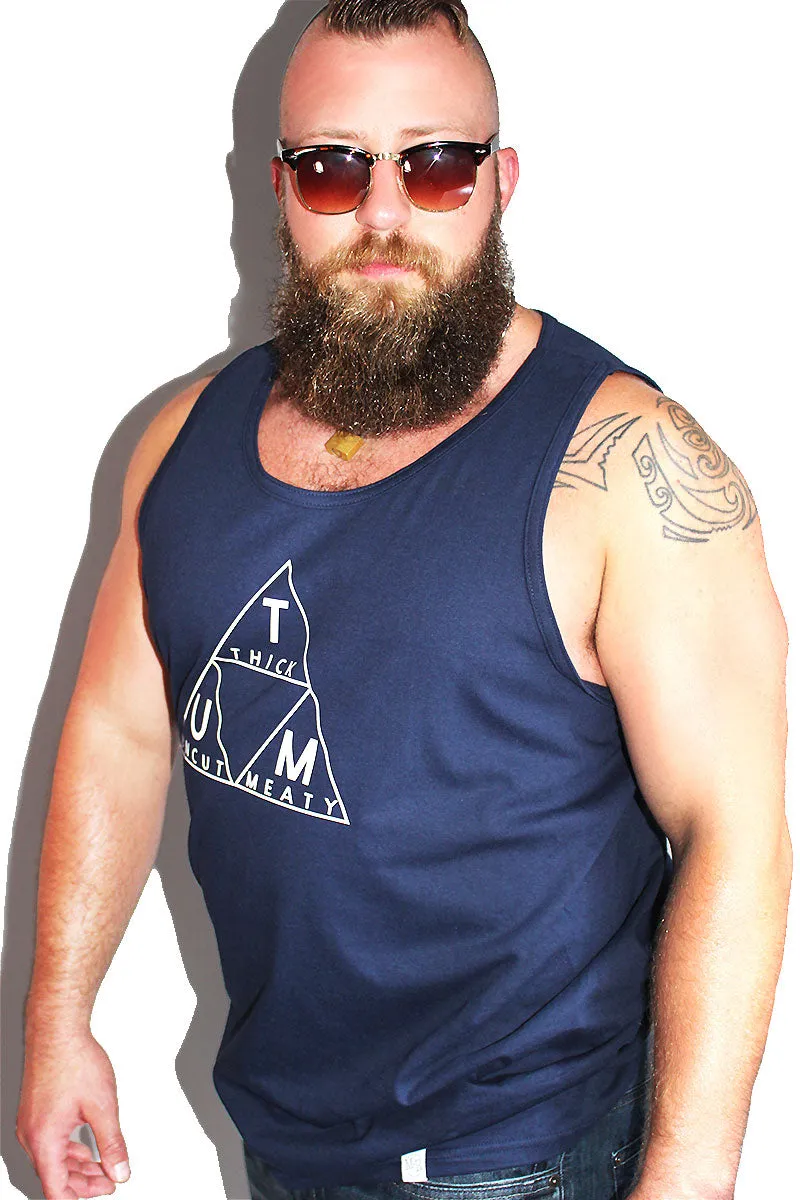 PLUS: Thick Uncut Meaty Racerback Tank- Navy